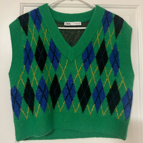 zara knit argyle vest - small - Picture 4 of 5